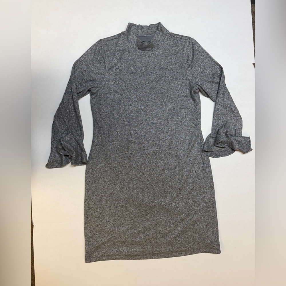 White House Black Market Grey Silver Women’s Medium Long Sleeve Dress